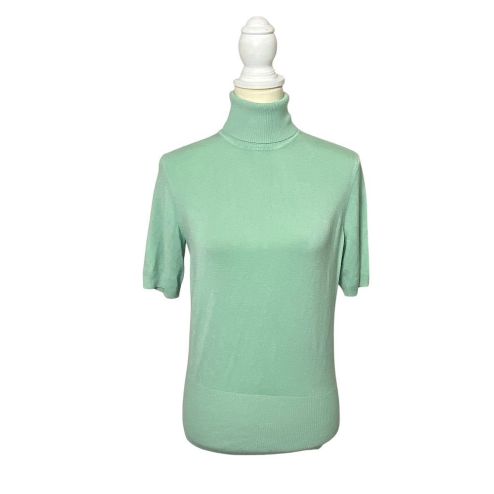 Monterey Bay Pastel Green Short Sleeve Turtleneck Sweater Women's Size PM